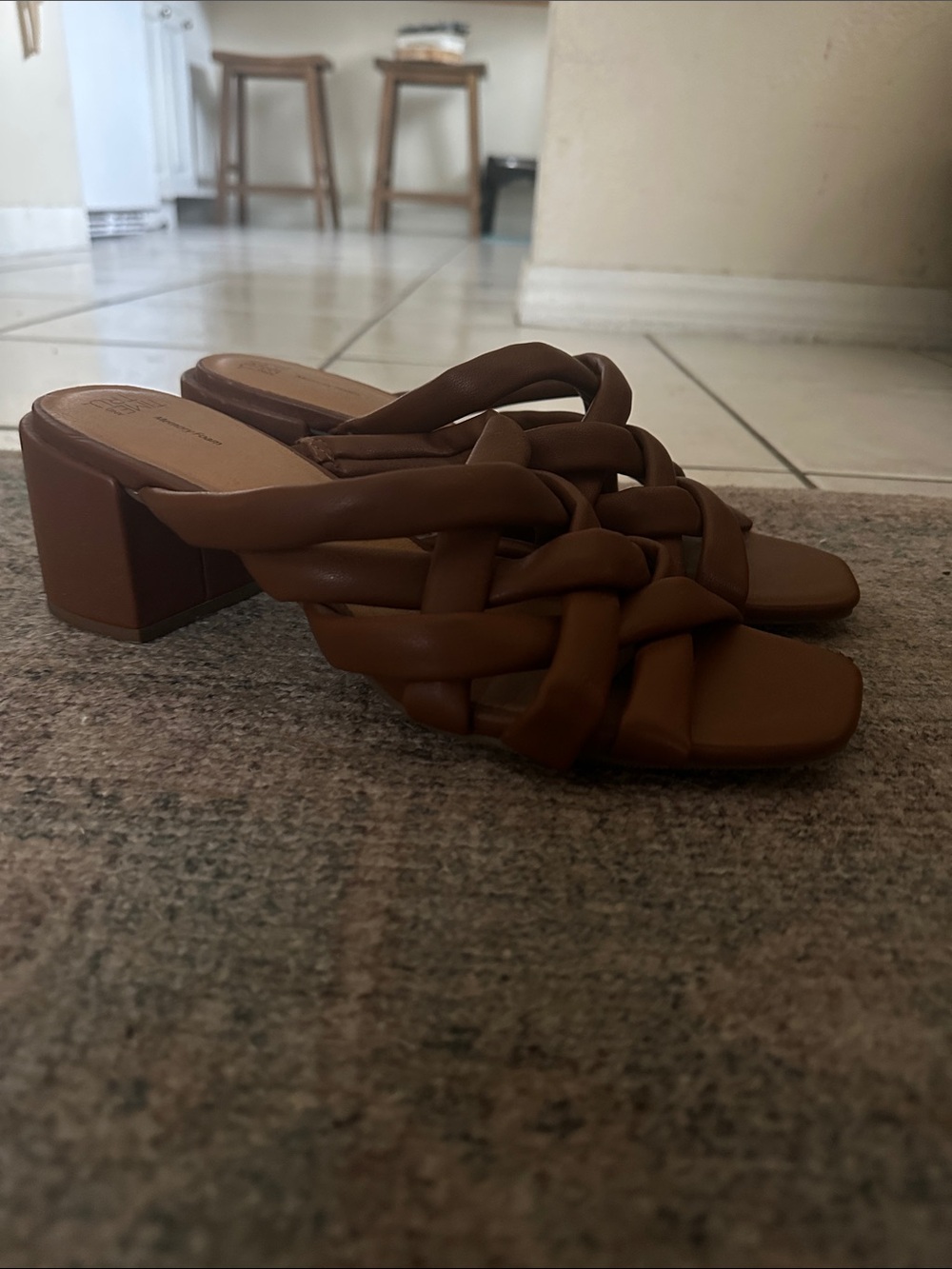 Brown woven heels